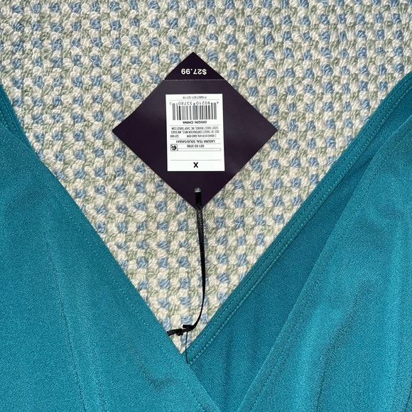 Ava & Viv aqua green Faux wrap double v hi lo Dress X new nwt - Picture 3 of 5